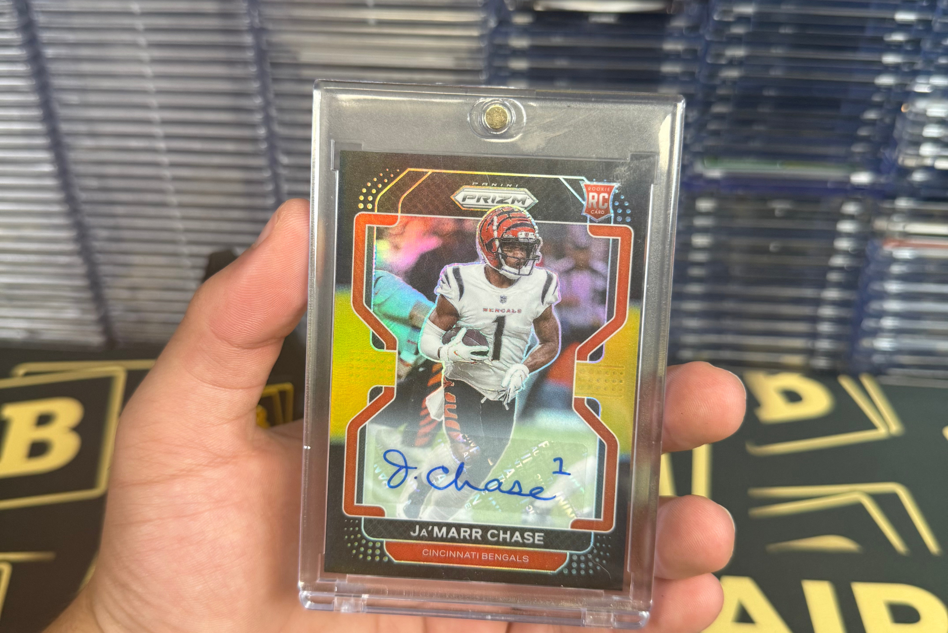 Win a Ja’Marr Chase Prizm Black Gold Rookie Auto – Exclusive Instagram Giveaway!
